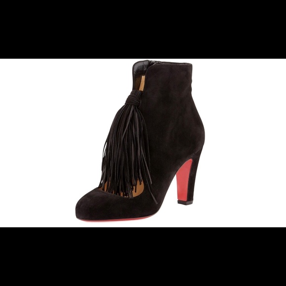 NWT LOUBOUTIN SUEDE TASSEL FRINGE BOOTS/ Booties. - Picture 2 of 8